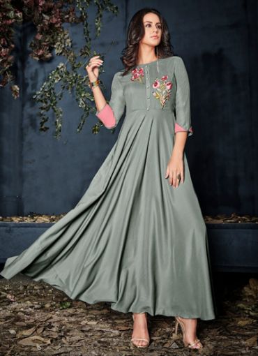 Picture of Party Wear  Embroidery Work Rayon Gown