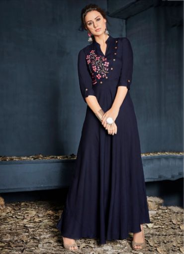 Picture of Party Wear  Embroidery Work Rayon Gown