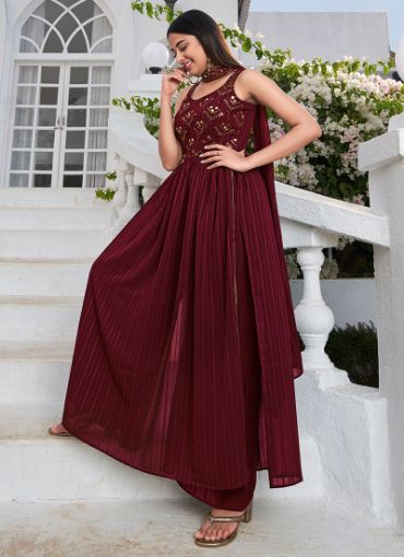 Picture of Festival Wear  Sequins Work Georgette Gown With Dupatta