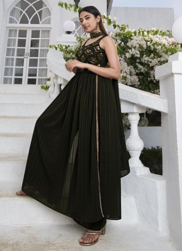 Picture of Festival Wear  Sequins Work Georgette Gown With Dupatta