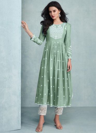 Picture of Casual Wear Lucknowi Work Rayon Readymade Salwar Suit