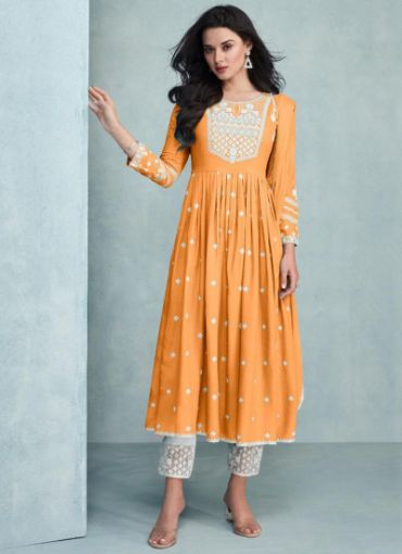 Picture of Casual Wear Lucknowi Work Rayon Readymade Salwar Suit