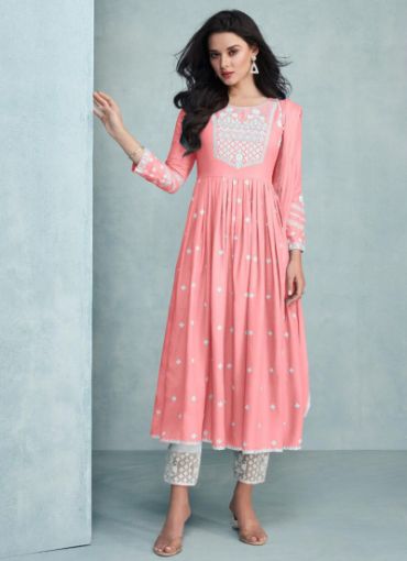 Picture of Casual Wear Lucknowi Work Rayon Readymade Salwar Suit