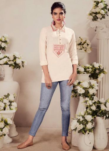 Picture of Casual Wear Embroidery Work Rayon Top