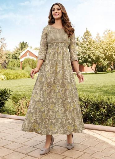 Picture of Casual Wear  Embroidery Work Cotton Gown