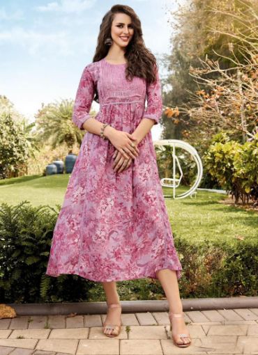 Picture of Casual Wear  Embroidery Work Cotton Gown