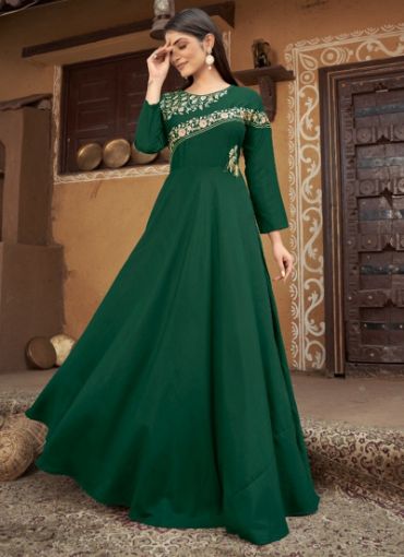 Picture of Party Wear  Embroidery Work Muslin Silk Gown