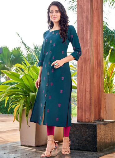 Picture of Casual Wear  Embroidery Work Cotton Kurti