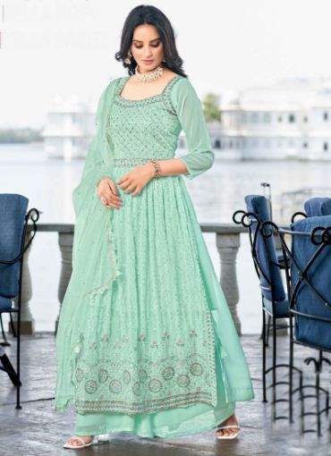 Picture of Festival Wear Embroidery Work Georgette Salwar Suit