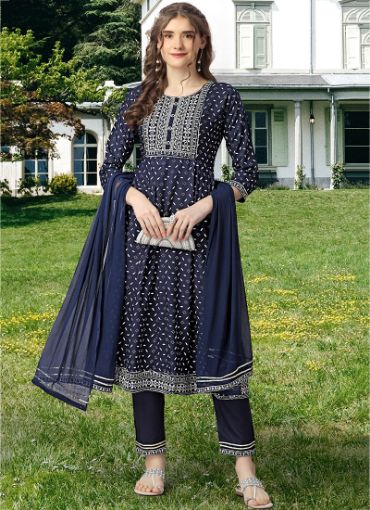 Picture of Festival Wear Embroidery Work Rayon Salwar Suit