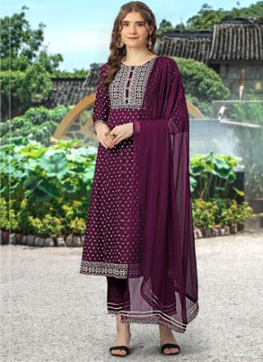 Picture of Festival Wear Embroidery Work Rayon Salwar Suit